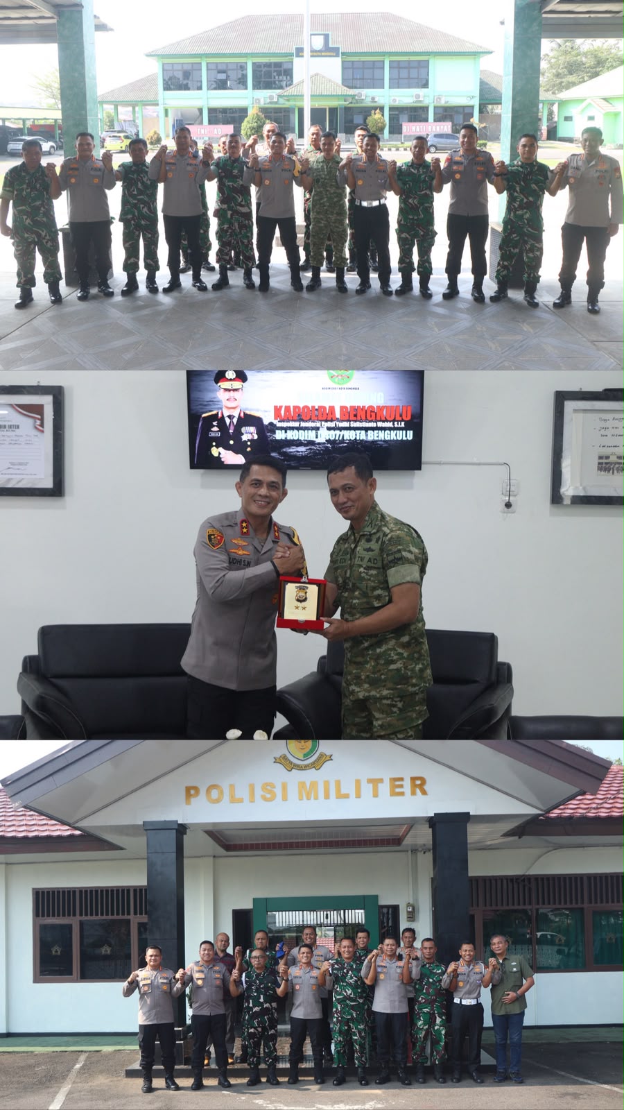 Perkuat Soliditas TNI-Polri, Kapolda Bengkulu Kunjungi Kodim 0407 dan Denpom II-1 Kota Bengkulu